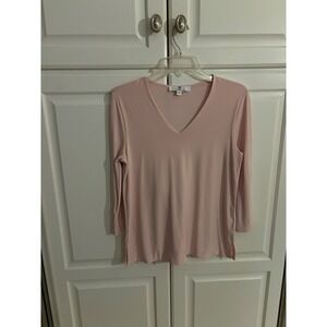 Jean-Pierre Klifa Paris Blush Pink V-Neck 3/4 Sleeve Top Womens Medium